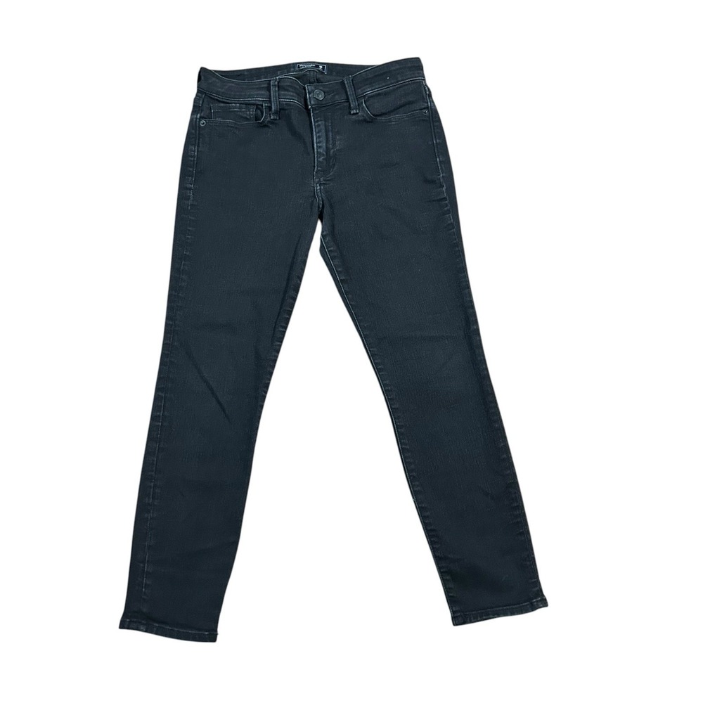 Abercrombie‎ Fitch Women Harper Ankle Slim Skinny Mid Rise Black Denim Jean 26 2